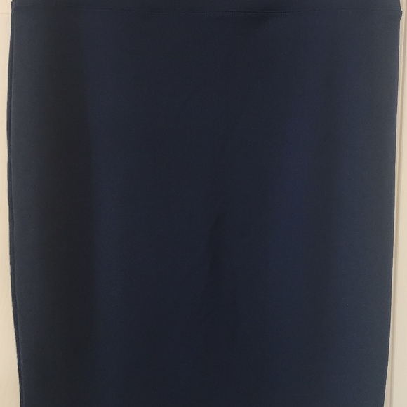 Navy Blue High Waist Stretch Knit Pencil Skirt - Picture 4 of 5